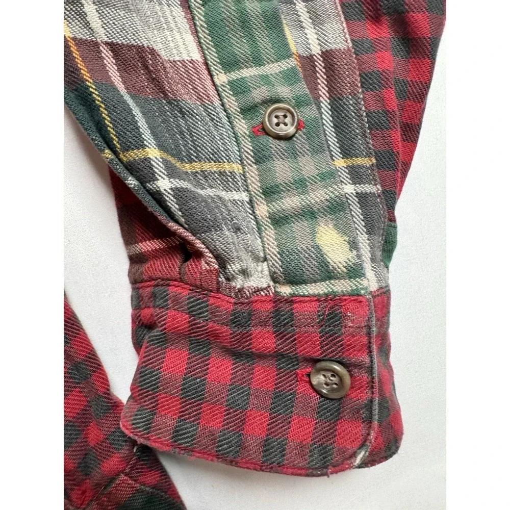 Vintage 90s Polo Country Ralph Lauren Patchwork Plaid Flannel Shirt Mens L